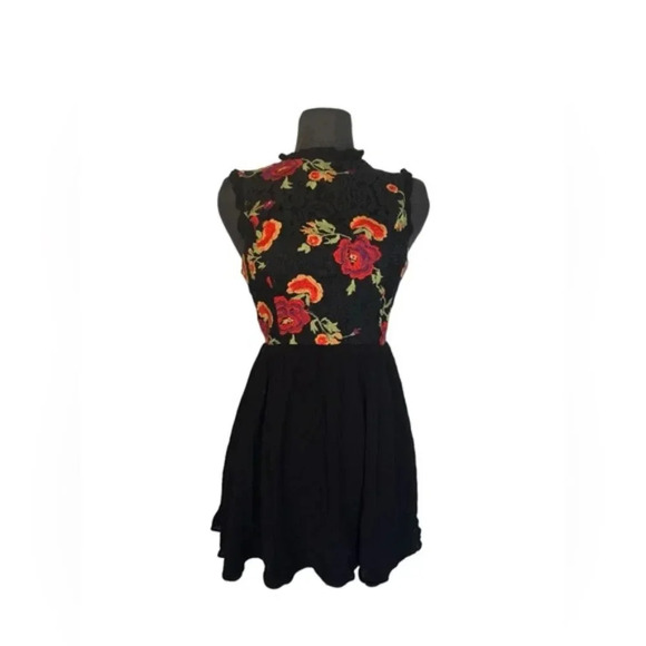 Altar'd State Dresses & Skirts - Altar’d State Floral Embroidered Sleeveless Black Mini Dress Medium